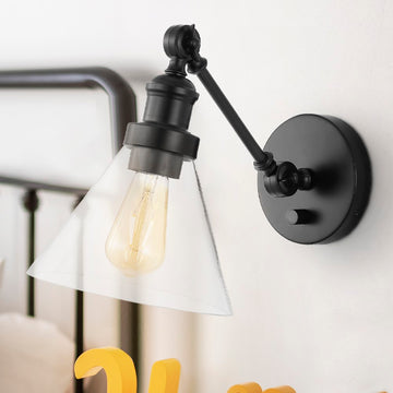 Cowie 8" Iron/Glass Adjustable LED Wall Sconce - JONATHAN Y